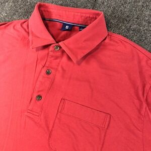 FJ FootJoy Golf Polo Shirt Mens Large Red Performance Athletic Tree Logo